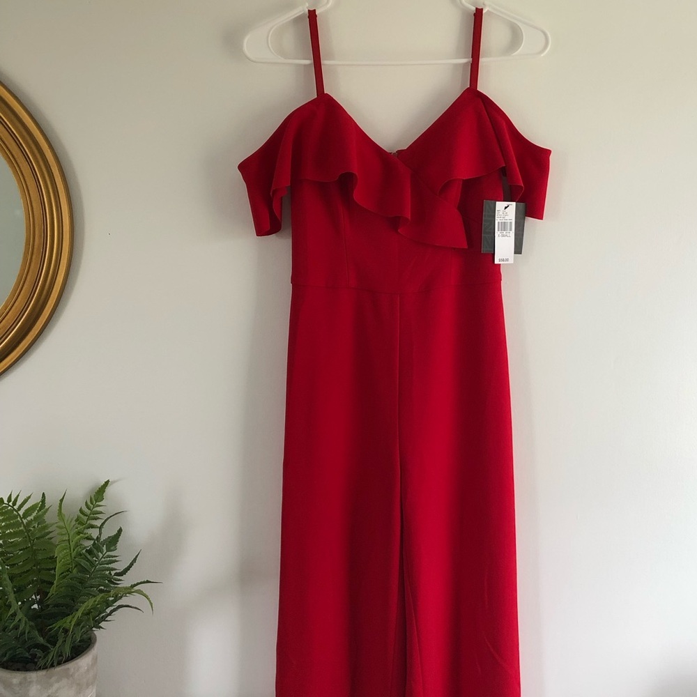Red Off-the-Shoulder Jumpsuit